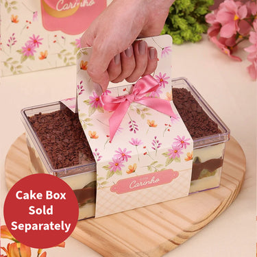 Handle for Rectangular Crystal Plastic Cake Box (Floral Theme) 10-Pack